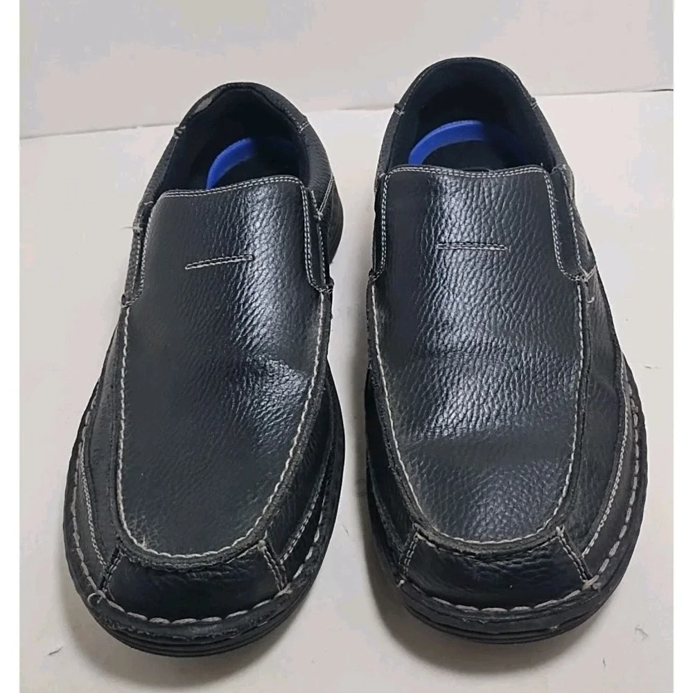 Dr Scholls Black Ryan Leather Loafers Men's Size 9.5 Slip On Dress Shoes 902337